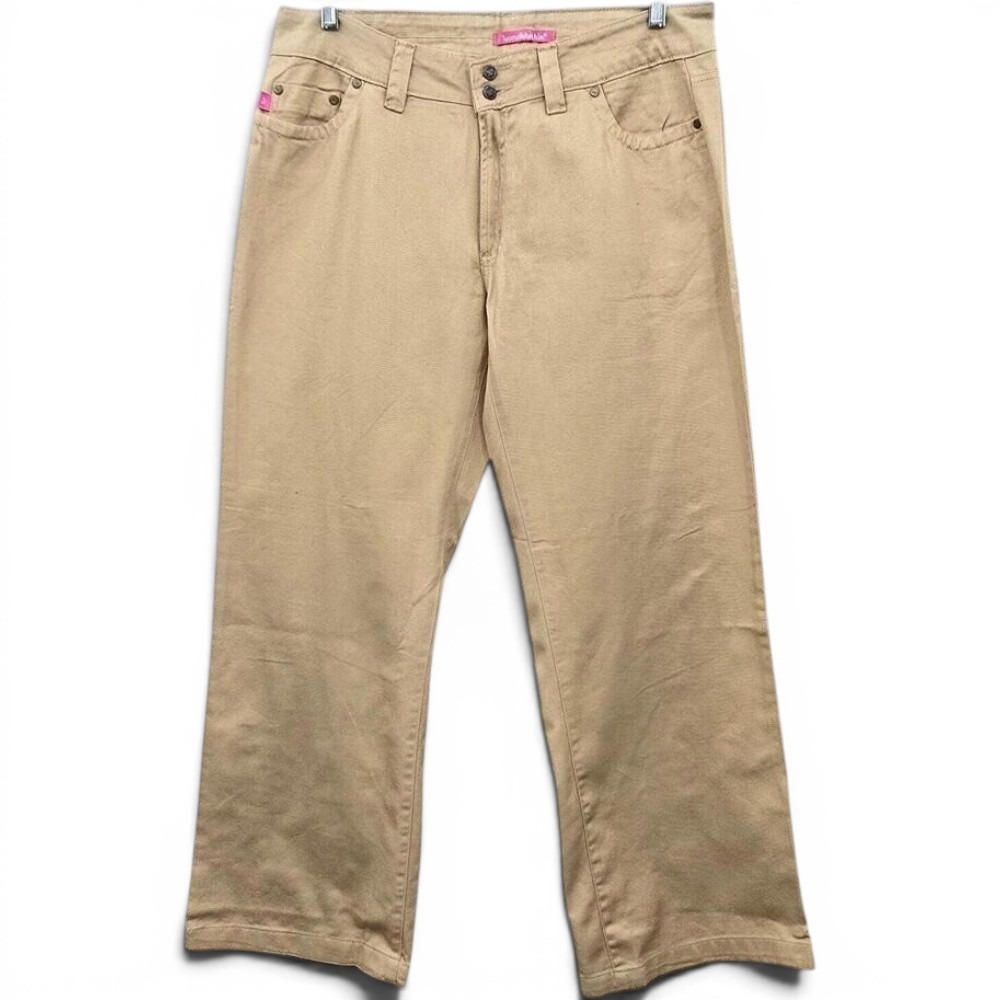 Woman Within Pants Women 14W Natural Fit Khaki Tan Cotton Twill Straight Leg EUC
